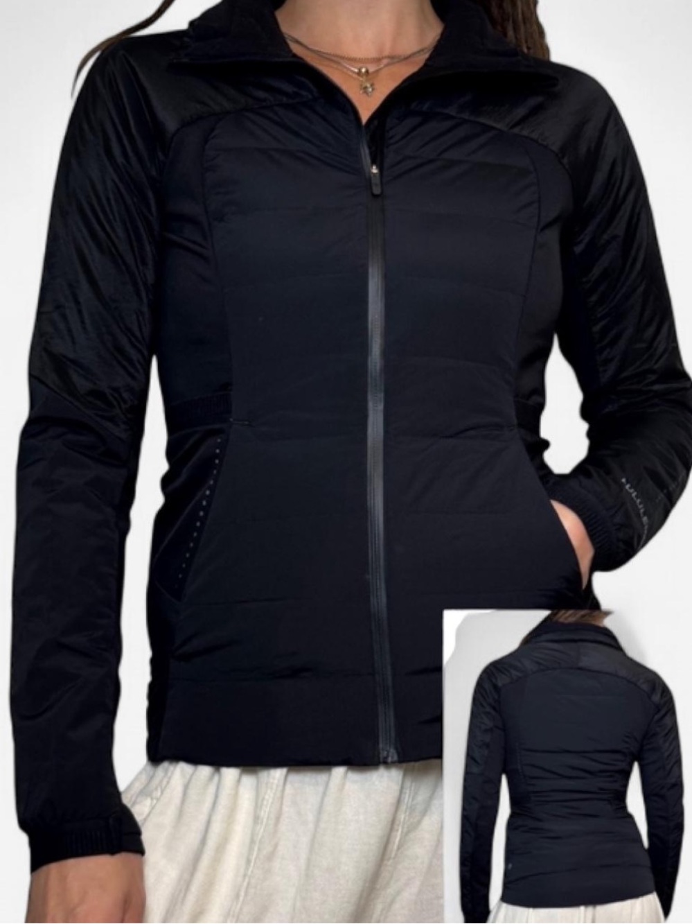 lululemon down for it all goose down hybrid jacket, full zip NO HOOD size 6, S/M